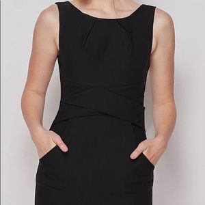 Teeze Me Cross Waist Sheath Black Dress With Pockets